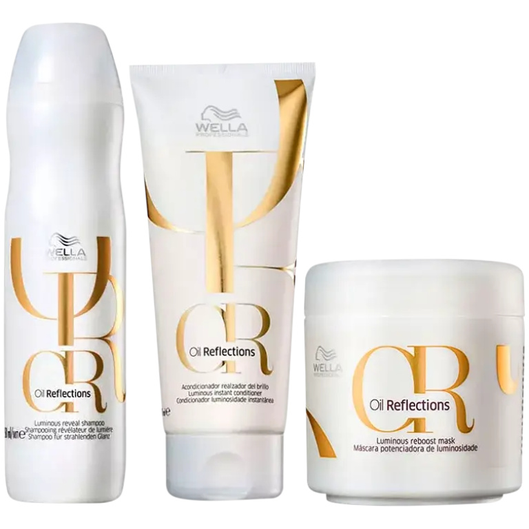 Kit Shampoo 250ml + Condicionador 200ml + Máscara 150ml Oil Reflections Wella Professionals