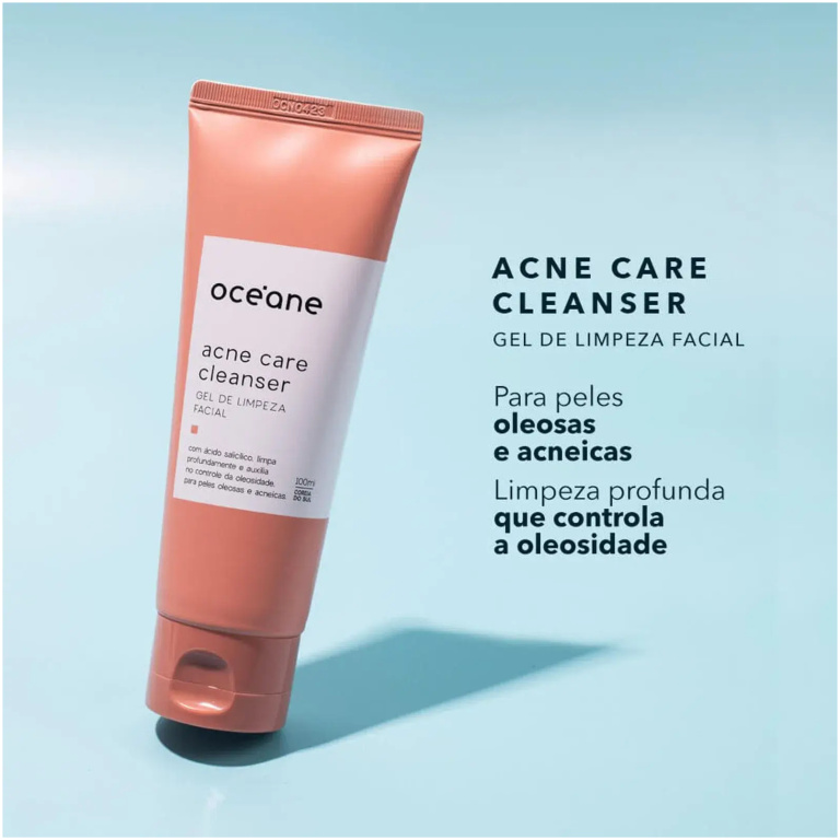 Gel de Limpeza Facial com Ácido Salicílico Acne Care Cleanser Océane 100ml - Imagem 2