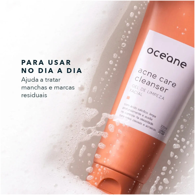 Gel de Limpeza Facial com Ácido Salicílico Acne Care Cleanser Océane 100ml - Imagem 3