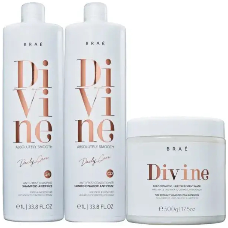 Kit Divine Shampoo 1L + Condicionador 1L + Máscara 500g Braé