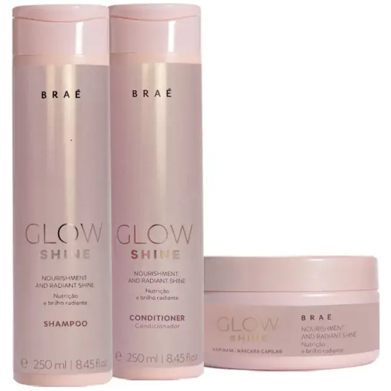 Kit Shampoo 250ml + Condicionador 250ml + Máscara 200g Glow Shine Braé