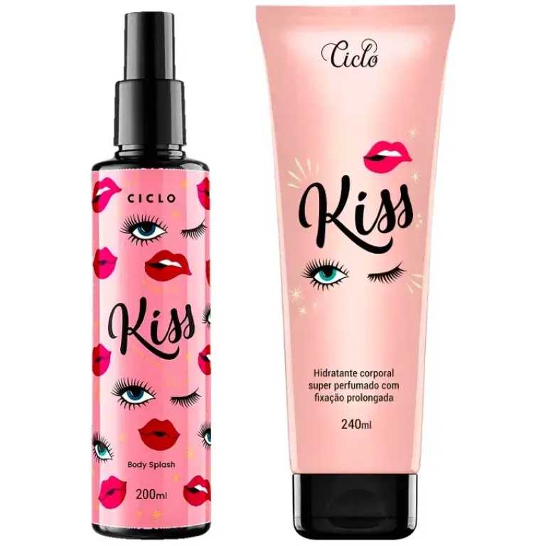 Kit Loção Hidratante Corporal + Body Splash Kiss Ciclo Cosméticos (2 produtos)