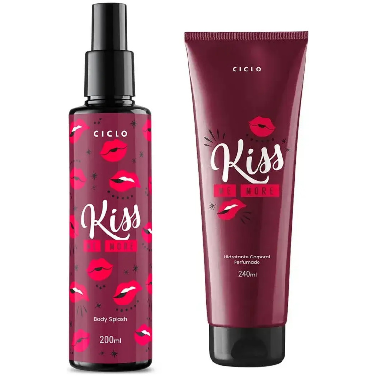 Kit Loção Hidratante Corporal + Body Splash Kiss Me More Ciclo Cosméticos (2 Produtos)
