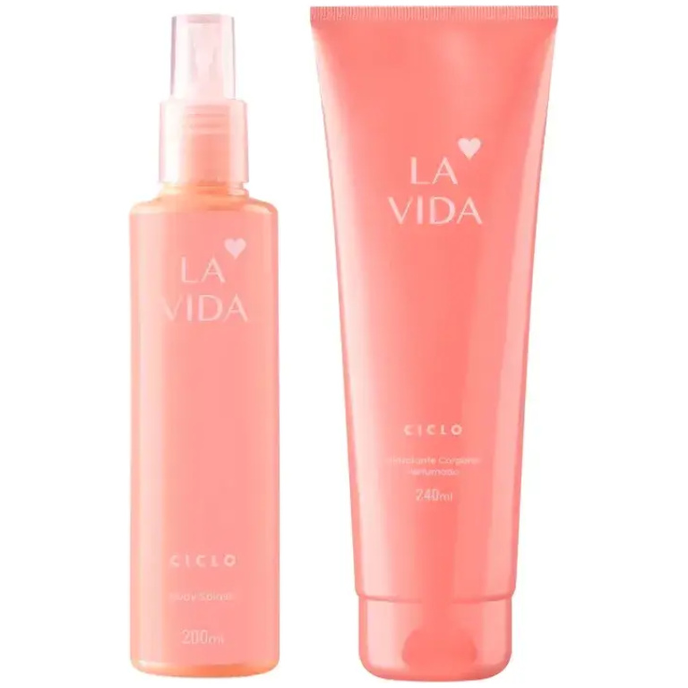 Kit Loção Hidratante Corporal + Body Splash La Vida Ciclo Cosméticos (2 produtos)