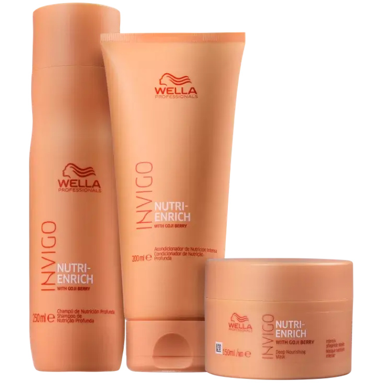 Kit shampoo 250ml + condicionador 200ml + máscara 150ml Invigo Nutri-Enrich Wella Professionals