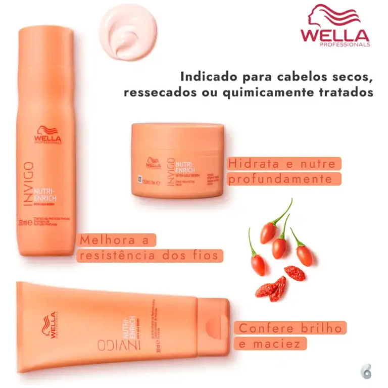 Kit shampoo 250ml + condicionador 200ml + máscara 150ml Invigo Nutri-Enrich Wella Professionals - Imagem 2