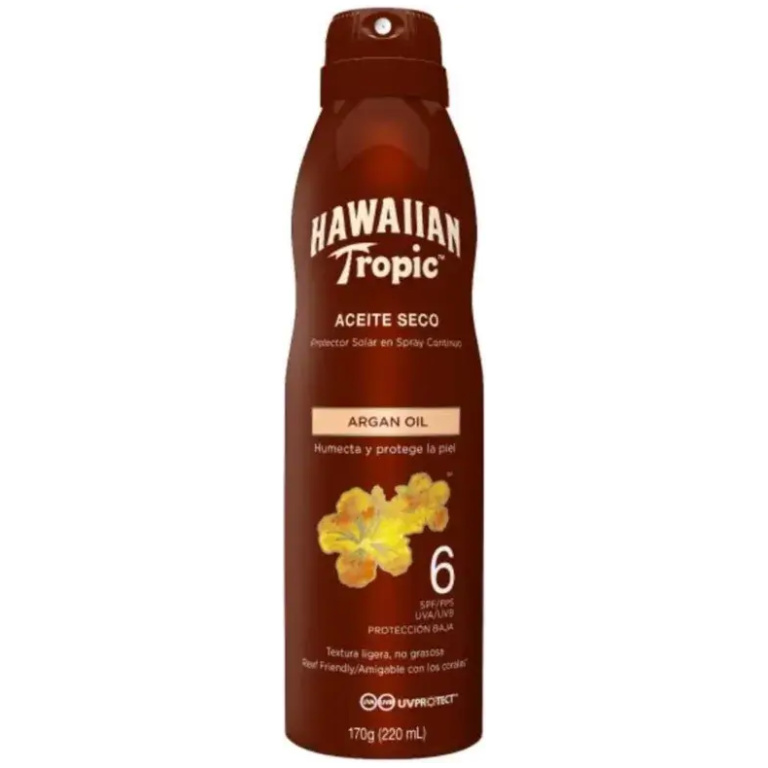 Protetor Solar em Spray Aceite Seco FPS 6 Hawaiian Tropic 220ml