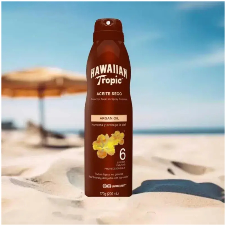 Protetor Solar em Spray Aceite Seco FPS 6 Hawaiian Tropic 220ml - Imagem 3