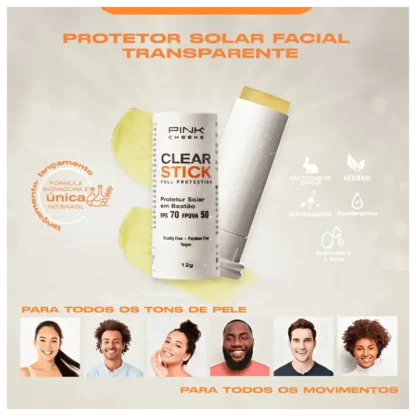 Protetor Solar em Bastão Clear Stick FPS70 Pink Cheeks 12g - Imagem 2