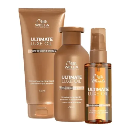 Kit Shampoo 250ml + condicionador 250ml + óleo capilar 100ml Ultimate Luxe Oil Wella Professionals