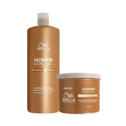 Kit shampoo 1 litro + máscara capilar 500ml Ultimate Luxe Oil Wella Professionals