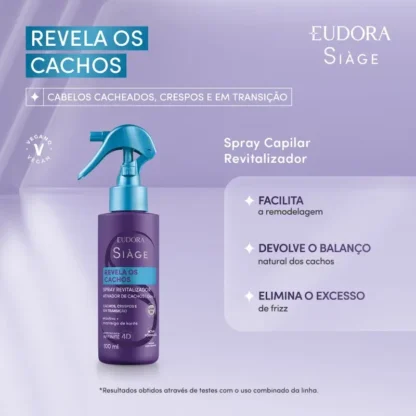 Spray Capilar Revitalizador Revela Os Cachos Siàge Eudora 100ml - Imagem 2