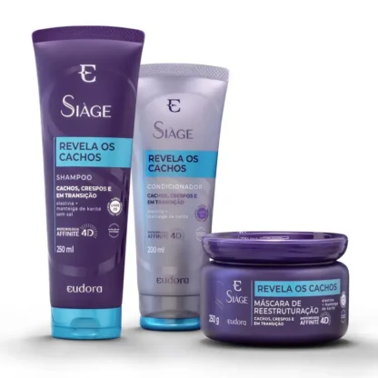 Kit Shampoo 250ml + Condicionador 200ml + Máscara 250g Revela Os Cachos Siàge Eudora