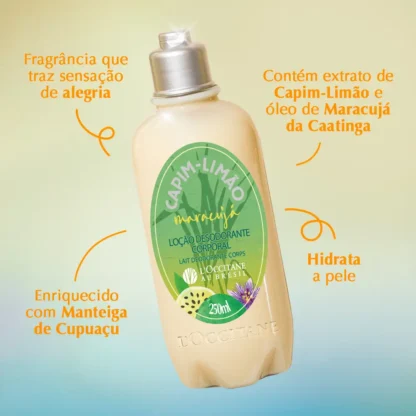 Loção Corporal Capim-Limão Maracujá L'Occitane Au Brésil 250ml - Imagem 2