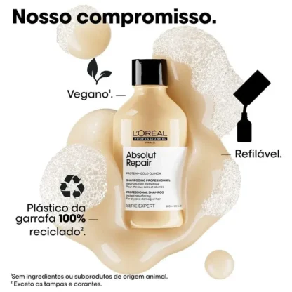 Refil Shampoo Serie Expert Absolut Repair Gold Quinoa + Protein L'Oréal Professionnel 240ml - Imagem 4