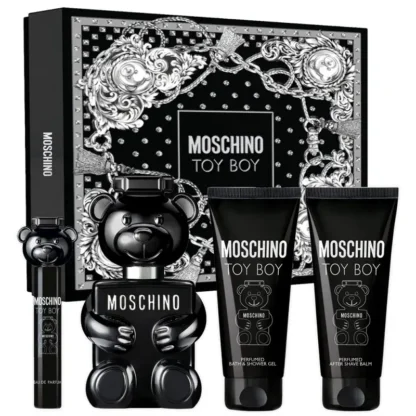 Kit Masculino Moschino Toy Boy Eau de Parfum 100ml + Gel de Banho 100ml + Pós-barba 100ml + Travel Size 10ml