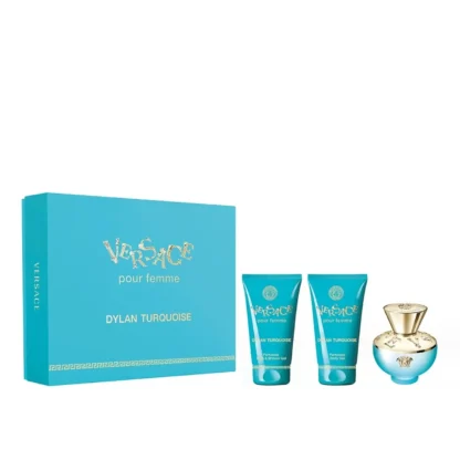 Kit Feminino Dylan Turquoise Versace Pour Femme Eau de Toilette 50ml + loção corporal 50ml + gel de banho 50ml