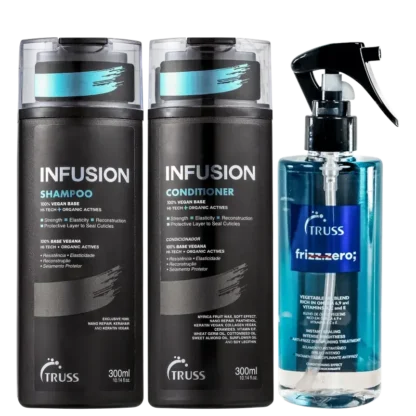 Kit Shampoo 300ml Infusion + Condicionador 300ml Infusion + Máscara Líquida Frizz Zero 260ml Truss