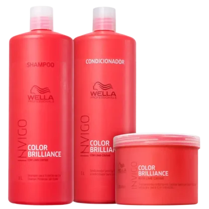 Kit Shampoo 1 Litro + Condicionador 1 Litro + Máscara 500ml Invigo Color Brilliance Wella Professionals