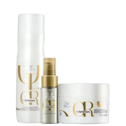 Kit shampoo 250ml + máscara 150ml + óleo capilar light 30ml Oil Reflections Wella Professionals