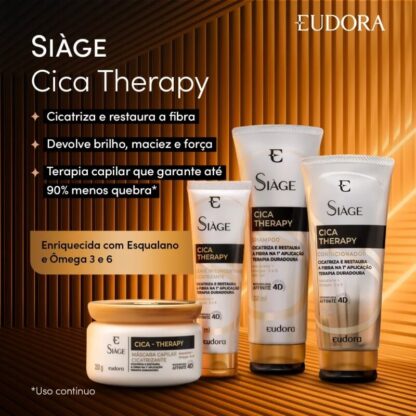 Kit Shampoo 250ml + Condicionador 200ml + Máscara 250g + Leave-in 100ml Cica Therapy Siàge Eudora - Imagem 2