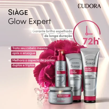 Kit Shampoo + Condicionador + Máscara + Leave-in Glow Expert Siàge Eudora - Imagem 2