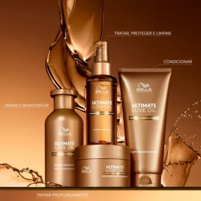 Kit Shampoo 250ml + Condicionador 200ml + Máscara 150ml + Óleo 100ml Ultimate Luxe Oil Wella Professionals - Imagem 2