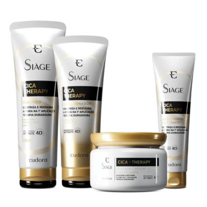 Kit Shampoo 250ml + Condicionador 200ml + Máscara 250g + Leave-in 100ml Cica Therapy Siàge Eudora