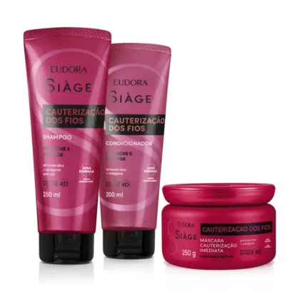 Kit Shampoo 250ml + Condicionador 200ml + Máscara 250g Cauterização dos Fios Siàge Eudora