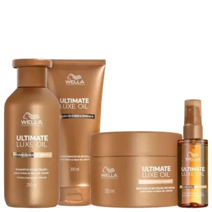 Kit Shampoo 250ml + Condicionador 200ml + Máscara 150ml + Óleo 100ml Ultimate Luxe Oil Wella Professionals