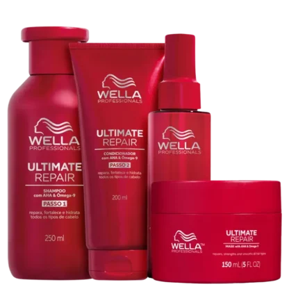 Kit Ultimate Repair Shampoo 250ml + Condicionador 200ml + Máscara 150ml + Leave-in 95ml Wella Professionals