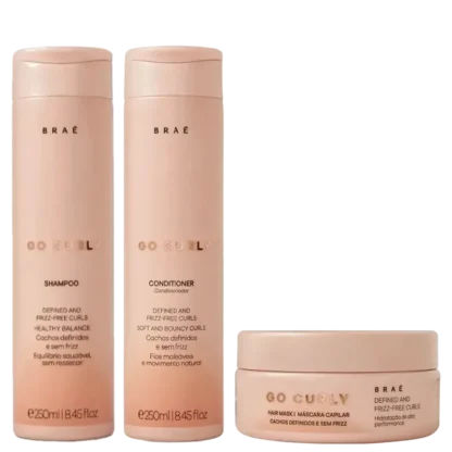 Kit Shampoo 250ml + Condicionador 250ml + Máscara 200g Go Curly Braé