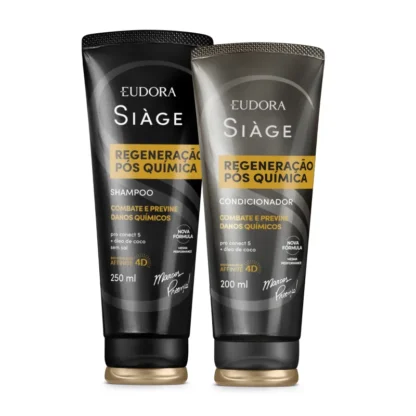 Kit Shampoo 250ml + Condicionador 200ml Regeneração Pós Química Siàge Eudora