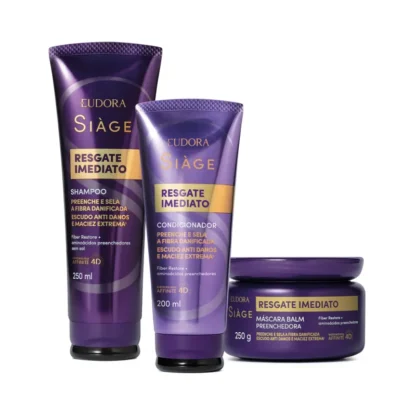 Kit Shampoo 250ml + Condicionador 200ml + Máscara 250g Resgate Imediato Siàge Eudora