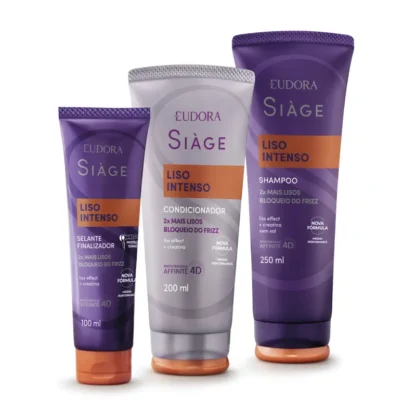 Kit Shampoo 250ml + Condicionador 200ml + Leave-in 100ml Liso Intenso Siàge Eudora