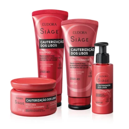 Kit Shampoo 250ml + Condicionador 200ml + Máscara 250g + Leave in 100ml Cauterização dos Lisos Siàge Eudora