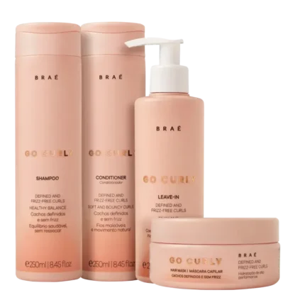 Kit Shampoo 250ml + Condicionador 250ml + Máscara 200g + Leave-in 200ml Go Curly Braé