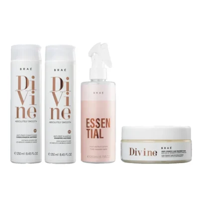 Kit Shampoo 250ml + Condicionador 250ml + Máscara 200g Divine + Leave in Essential 260ml Braé