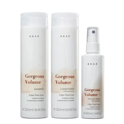 Kit Shampoo 250ml + Condicionador 250ml + Spray Texturizador 100ml Gorgeous Volume Braé