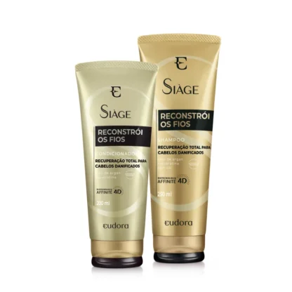 Kit Shampoo 250ml + Condicionador 200ml Reconstrói os Fios Siàge Eudora