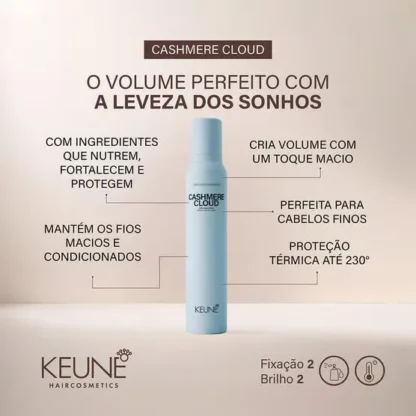 Mousse Volumadora Cashmere Cloud Keune 200ml - Imagem 2