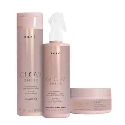 Kit Shampoo 250ml + Fluído Hair Spray 200ml + Máscara 200g Glow Shine Braé